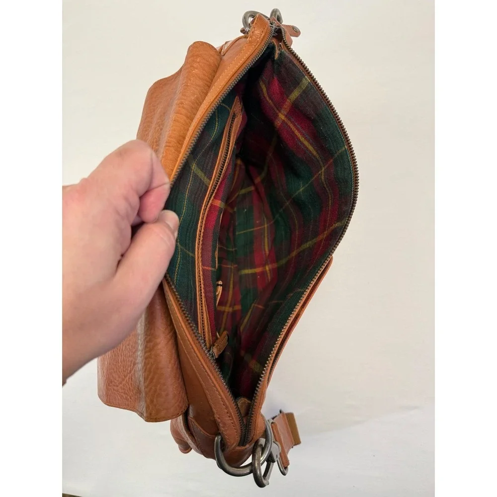 Vintage Will Leather Goods Think Leather Messenger Bag Brown Soft Flannel‎ Lined